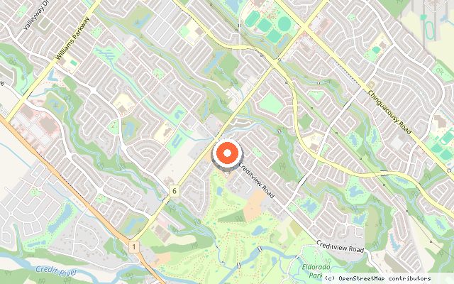 Map showing the location of Classic Drive in Brampton
