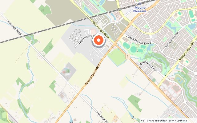Map showing the location of Honeystone in Brampton