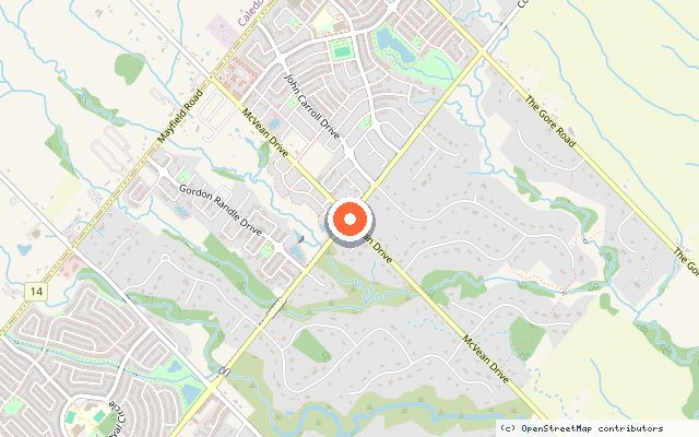 Map showing the location of The Estates of West River Valley in Brampton