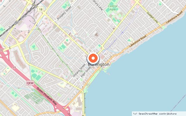Map showing the location of Gallery Condos + Lofts in Burlington