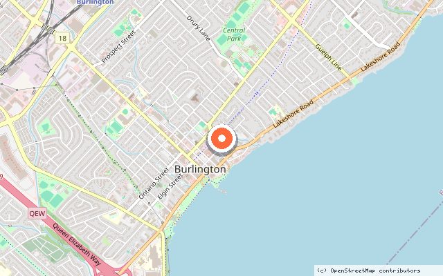 Map showing the location of Nautique Lakefront Residences in Burlington
