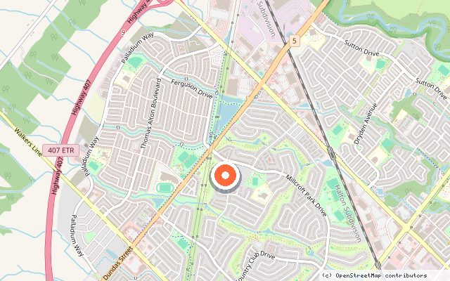 Map showing the location of Realm Condos in Burlington