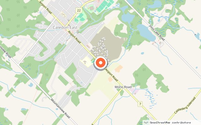 Map showing the location of Upper Caledon East in Caledon