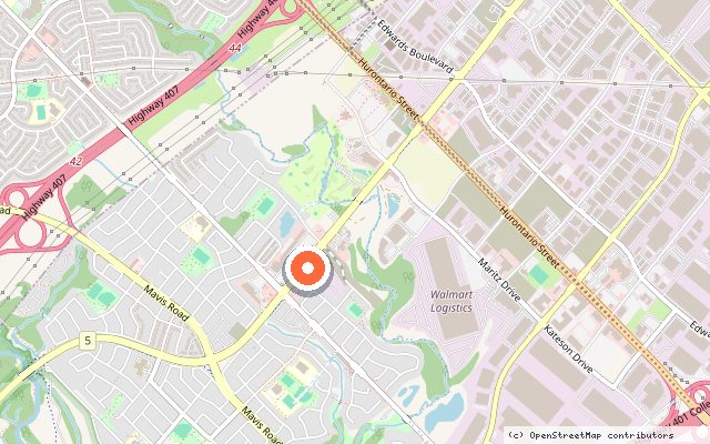Map showing the location of Derry Lane in Mississauga