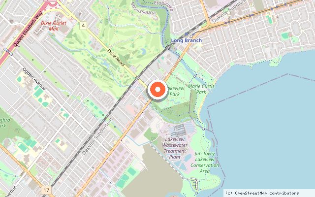 Map showing the location of Exhale Residences in Mississauga