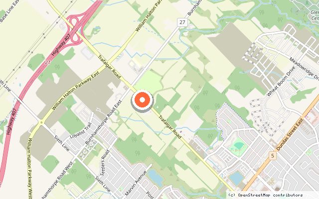Map showing the location of Distrikt Trafalgar in Oakville