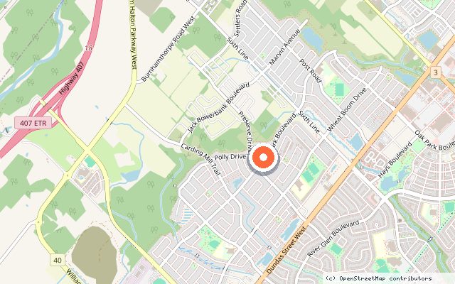 Map showing the location of NAVA Oakville in Oakville