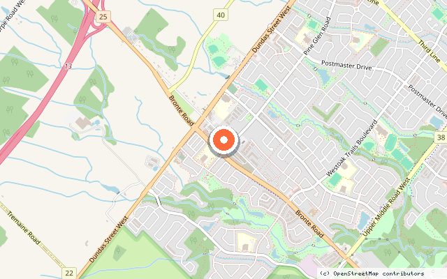 Map showing the location of The Branch in Oakville