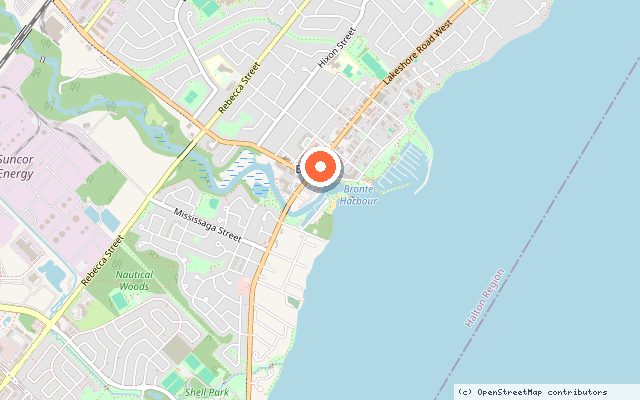 Map showing the location of The Residences at Bronte Lakeside in Oakville