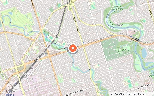 Map showing the location of 3100 Bloor in Toronto