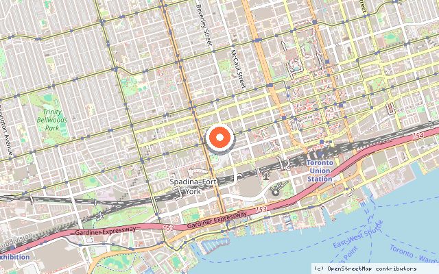 Map showing the location of 400 King West in Toronto