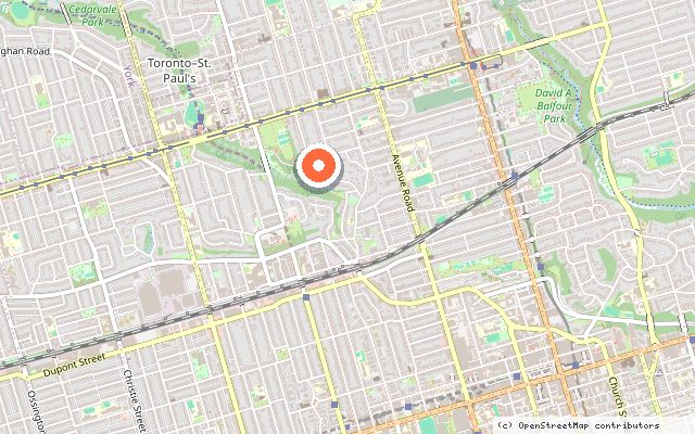 Map showing the location of 77 Clarendon in Toronto