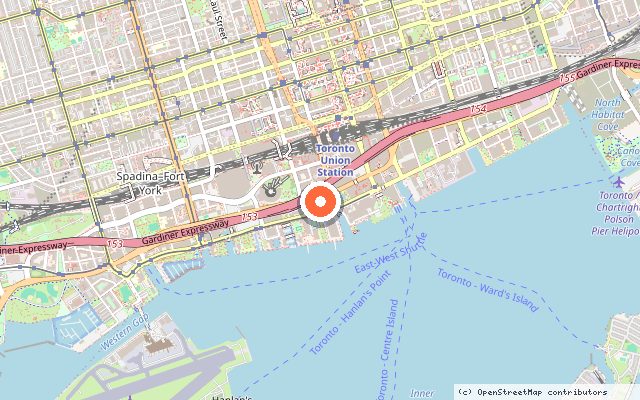 Map showing the location of Q Tower in Toronto